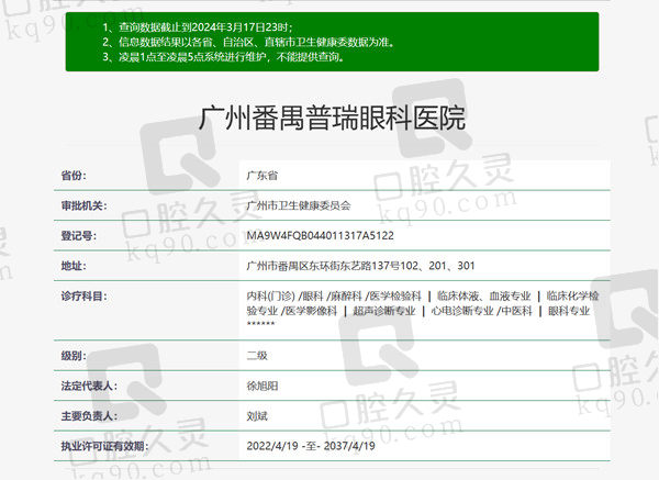 广州番禺普瑞眼科医院资质