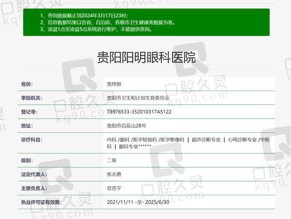 贵阳阳明眼科医院资质