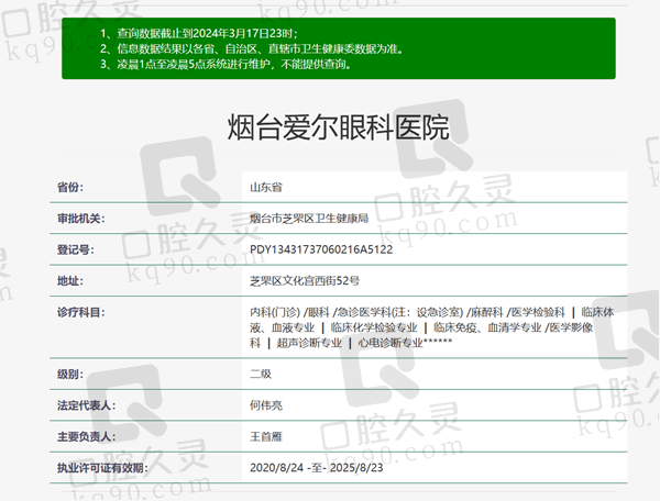 烟台爱尔眼科医院资质