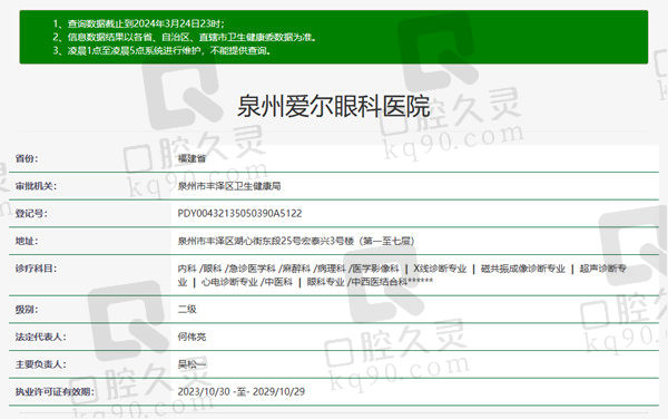 泉州爱尔眼科医院资质