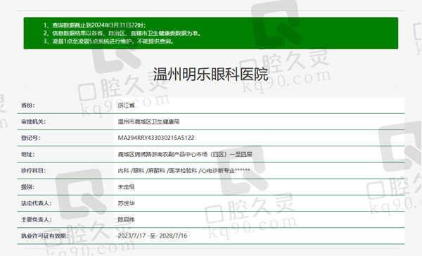 温州明乐眼科医院资质