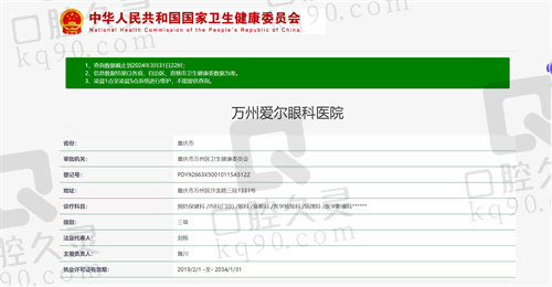 重庆万州爱尔眼科医院资质