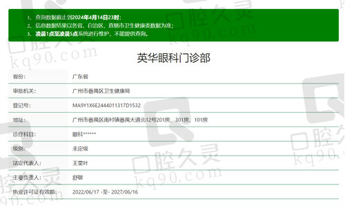 广州英华儿童眼科门诊部资质