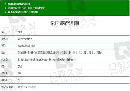 深圳艺星医疗美容医院资质
