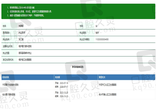 杭州爱尔眼科医院朱雅琴资质