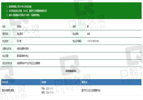 成都华厦眼科医院陈晓明资质