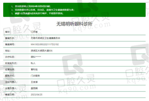 江苏无锡明昕眼科门诊部资质