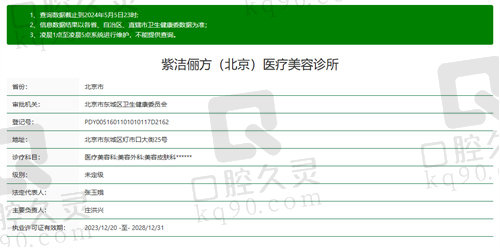 北京紫洁医疗美容医院资质