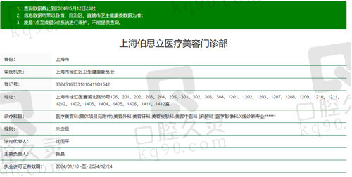 上海伯思立医疗美容门诊部资质