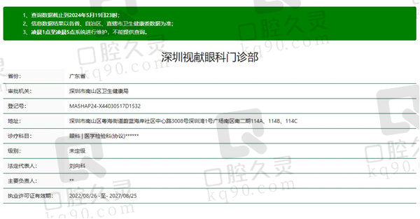 深圳视献眼科门诊部资质