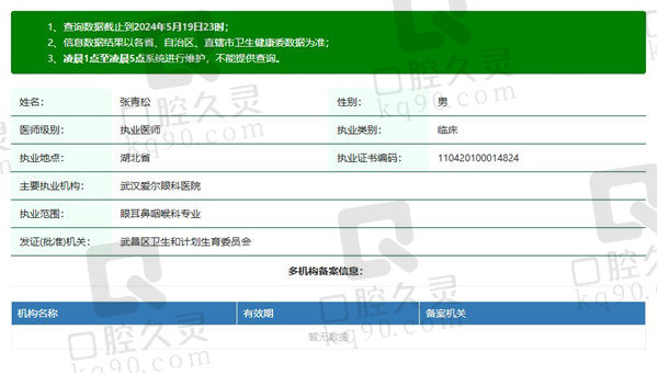 武汉爱尔眼科医院张青松医生资质