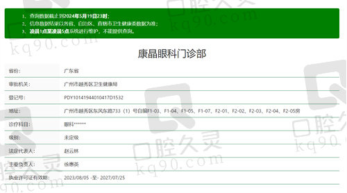 广州康晶眼科门诊部资质