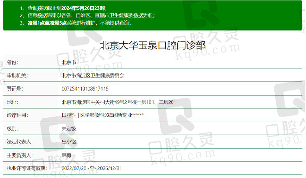 北京大华玉泉口腔资质表