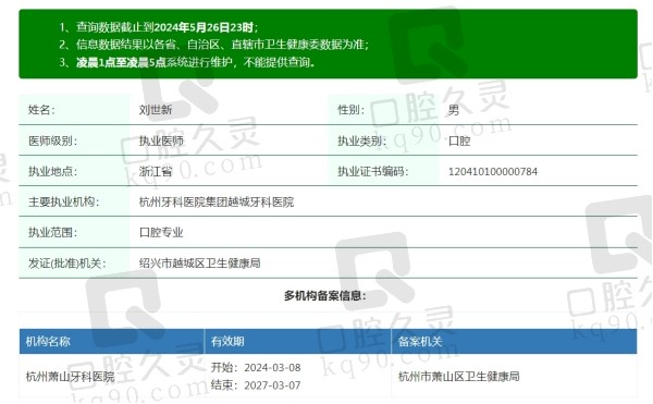 杭州牙科医院集团越城牙科医院刘世新院长