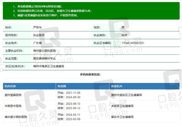 梅州爱尔眼科医院严若华医生资质