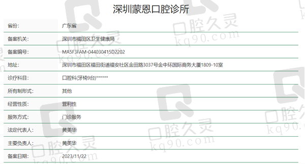 深圳蒙恩口腔资质