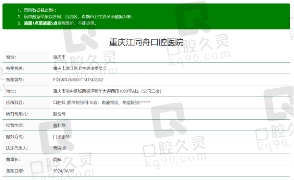 重庆黔江区同舟口腔诊所资质