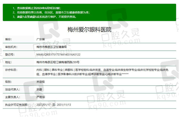 梅州爱尔眼科医院资质