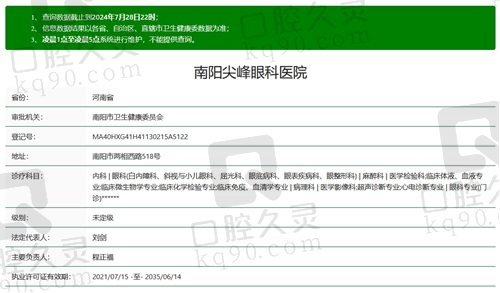 南阳尖峰眼科医院正规资质