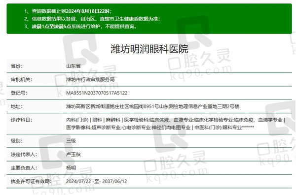 潍坊明润眼科医院资质