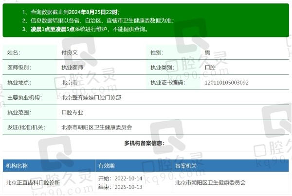 北京整齐娃娃口腔医院付良文医生怎么样？