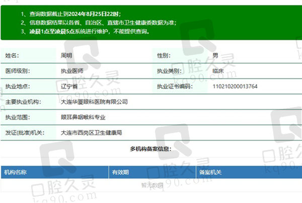 大连华厦眼科医院周明医生资质正规