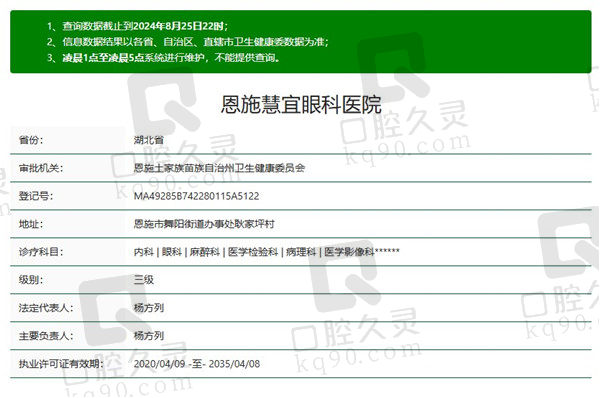 恩施慧宜眼科医院资质