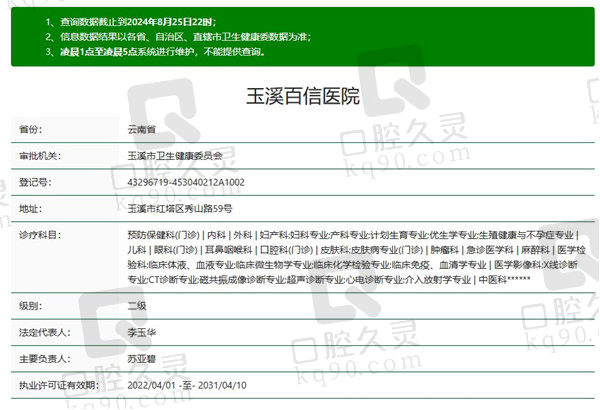 玉溪百信医院是正规医院资质信息