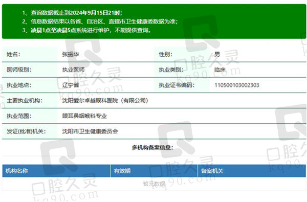 沈阳爱尔卓 越眼科医院张振华医生资质