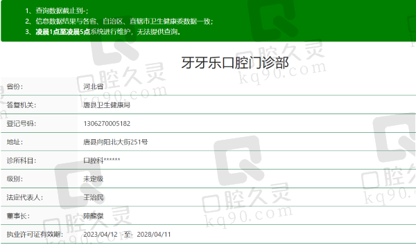 保定牙牙乐口腔门诊部资质