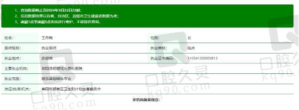 阜阳泽明眼视光眼科医院王丹梅医生个人资质