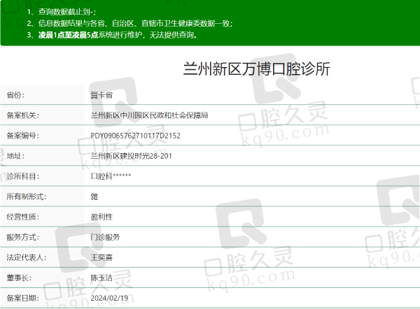 兰州新区万博口腔诊所资质