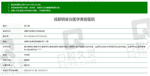 成都铜雀台医学美容医院基本信息