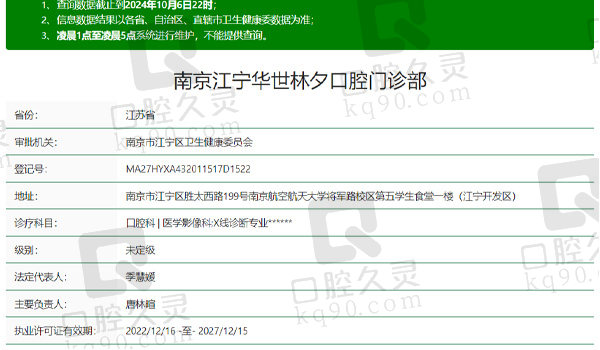 南京江宁华世林夕口腔资质表