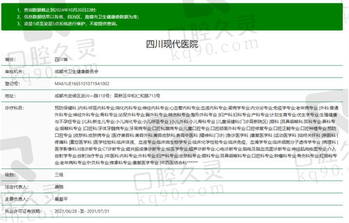 四川现代医院基本信息