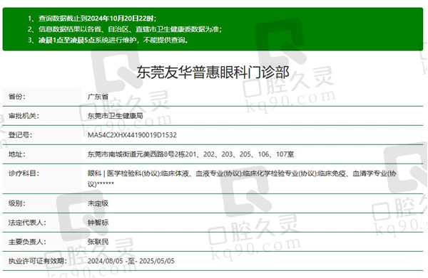 东莞友华普惠眼科医院资质