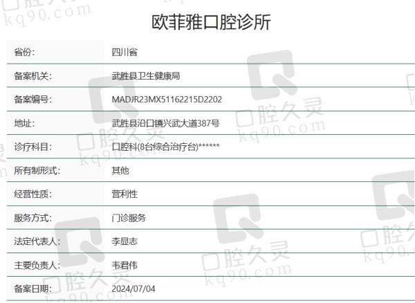 广安武胜县欧菲雅口腔诊所正规吗
