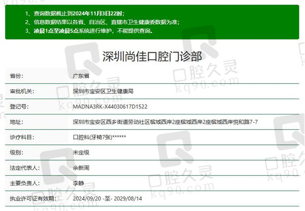 深圳尚佳口腔门诊部资质