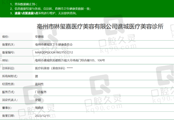 亳州市琳玺嘉医疗美容诊所资质