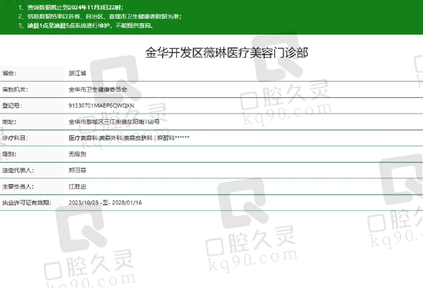 金华薇琳医疗美容门诊部正规吗