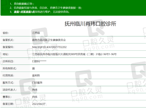 抚州临川肖玮口腔诊所资质