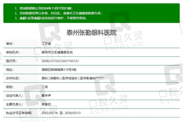 泰州张勤眼科医院是正规医院吗