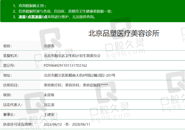 北京品塑医疗美容诊所资质