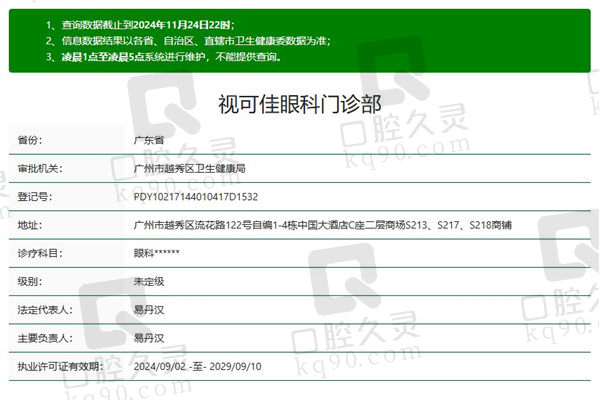 广州视可佳眼科门诊部资质