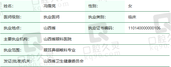 太原爱维视眼科门诊部冯雪亮医生资质正规