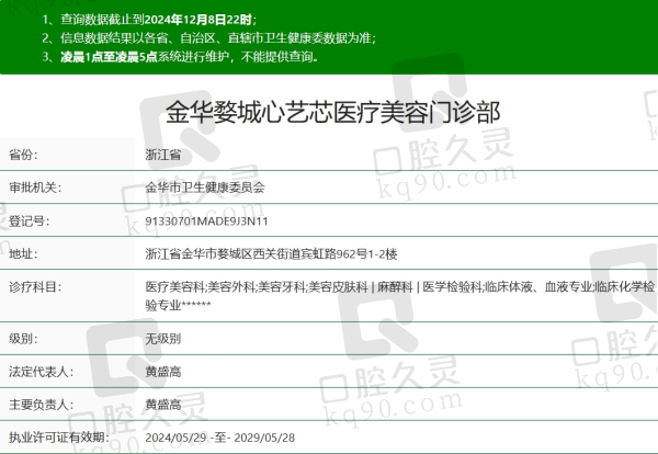 金华心艺医疗美容资质