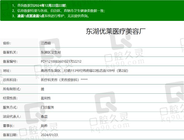 南昌东湖优莱医疗美容诊所资质