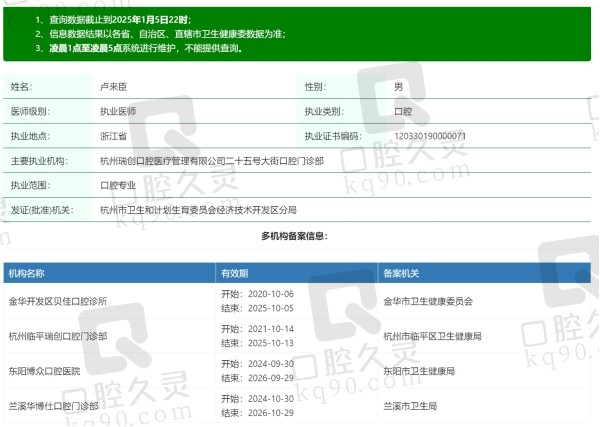 东阳博众口腔医院卢来臣医生简介
