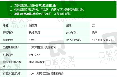 北京漾格潘彦龙医生执业资质