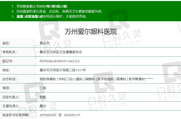 万州爱尔眼科医院是几级医院